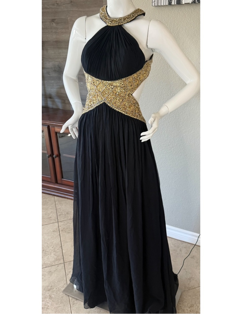Vintage 90’s BASIX Black Label 100% Silk Halter Gown 4